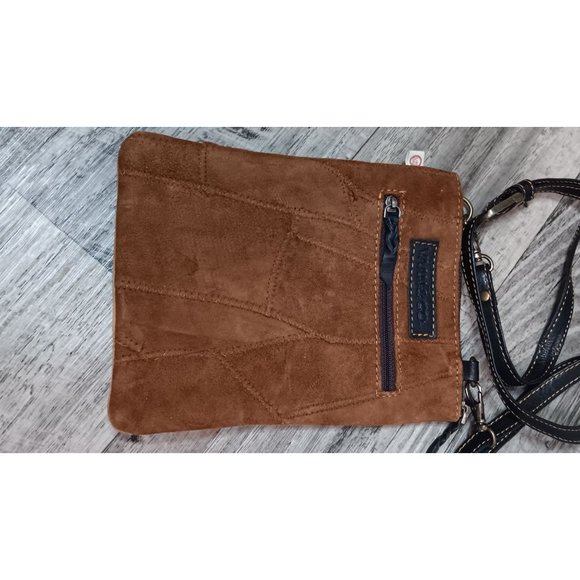 Vaan & Co Brown Black Leather Lightweight Boho Small Crossbody Handbag - Picture 3 of 7